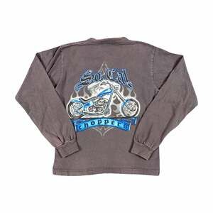 Vintage So Cal Choppers Men's Gray Graphic Logo Cotton Long Sleeve Baby T-Shirt